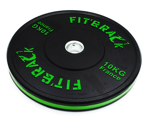 [POE-101] Poids Olympique - Entrainement 2.0 (10KG - Noir Liseret & Impression Vert)