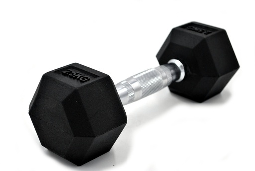 [HTR-025] Haltère Hexagonale Poignée Chromée Dumbbell - 1 à 50 kg (2,5KG)