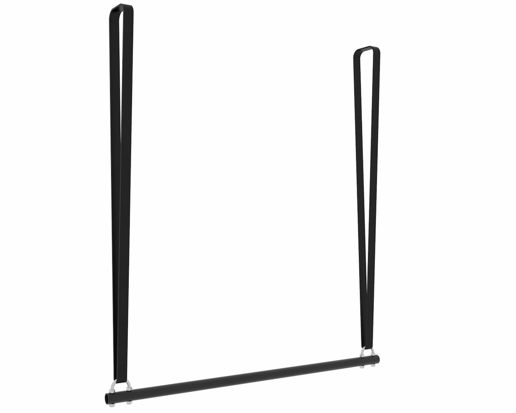 [TRA-110-N-Sangles] Barre Trapèze suspendue - 1m10 (Noire Grain Moyen, Avec sangles)