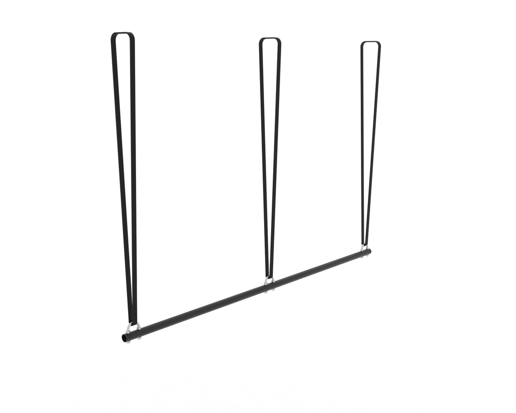 [TRA-180-N-Sangles] Barre Trapèze suspendue - 1m80 (Noire Grain Moyen, Avec sangles)